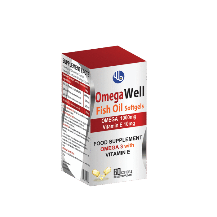 OmegaWell 1000 mg capsules.